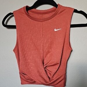 Nike Mauve Sleeveless High Neck Twist Front Crop Workout Top XS